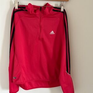 Adidas Bright Pink Youth Jacket with Black Stripes